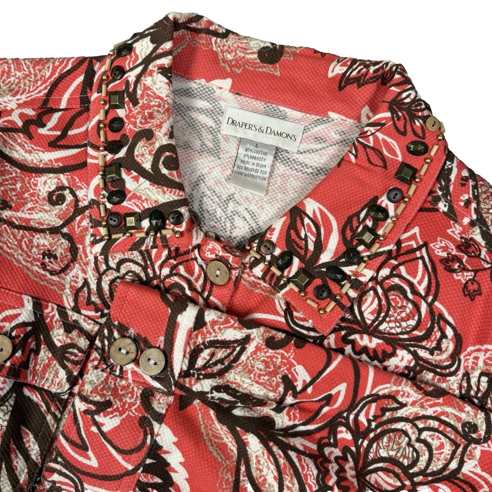 Draper's & Damon's Jacket‎ Women's Size L Embellished Collar Button-Up Blazer